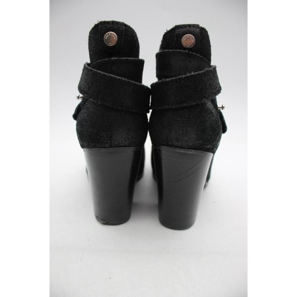 Rag & Bone Harrow Women's EU 40 Ankle Bootie Boot Block Heel Waxed Black Suede - Picture 5 of 10